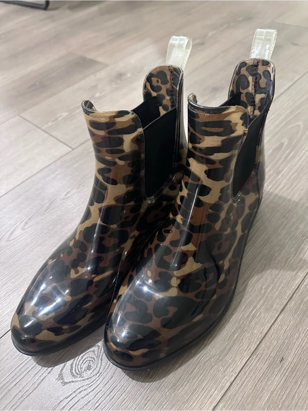 Lauren‎ Ralph Lauren Leopard-Print Chelsea Rain Boots - Brown/Black